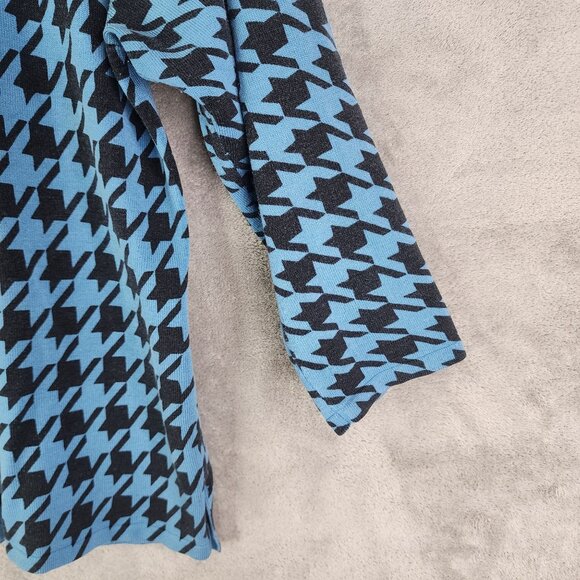Women's Irka Blue & Black Houndstooth Silk Blend Shirt Button-Up Long Sleeve XL - Picture 4 of 10